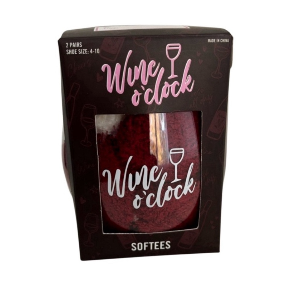 Wine o’clock Cozy Sock Set 2 pack NWT